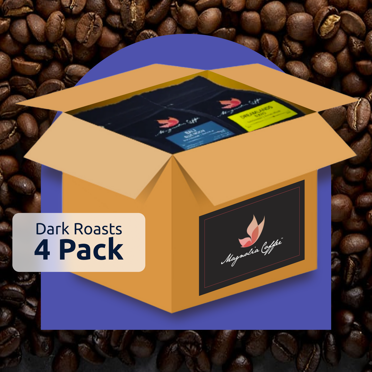 4 Pack DARKER Roast Coffee Box - SPECIAL PRICE & FREE SHIPPING