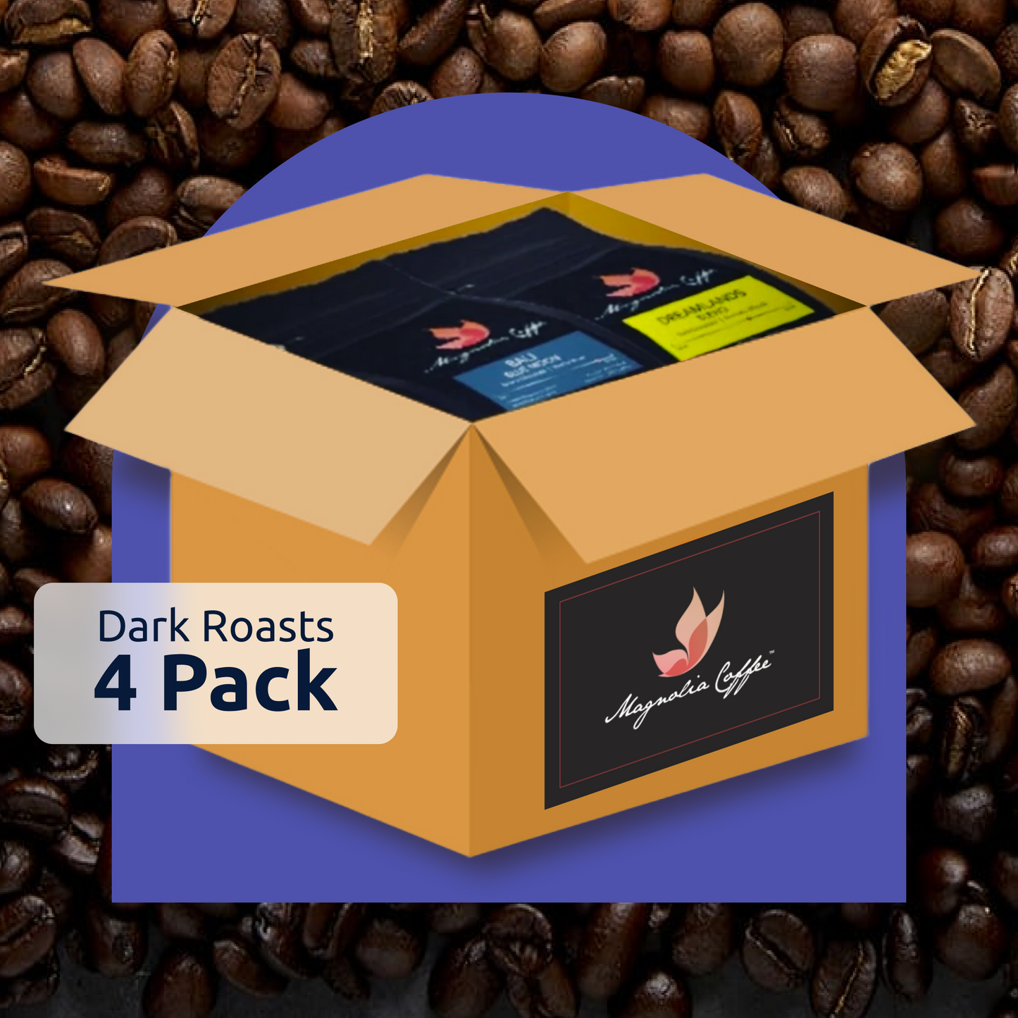 4 Pack DARKER Roast WINTER Coffee Box - SPECIAL PRICE & FREE SHIPPING